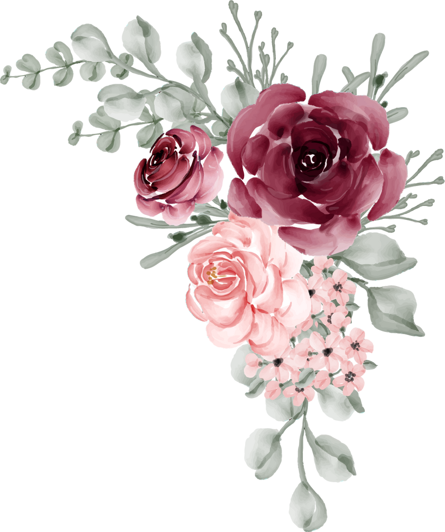 Flower Arrangement of Burgundy and Pink Rose