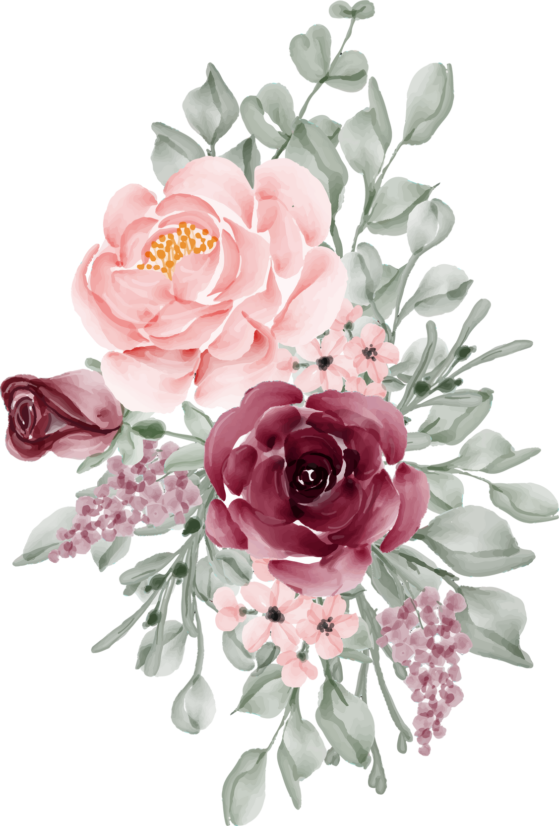 Flower Arrangement of Burgundy and Pink Rose